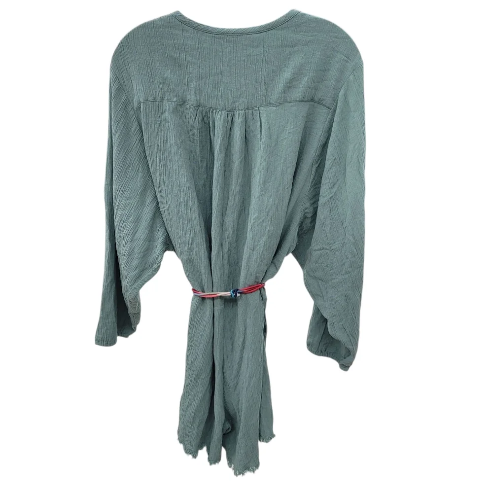 NWT Zara Mumbai Jumpsuit Sage Green Long Sleeve Romper W/ Belt Women's Size XS